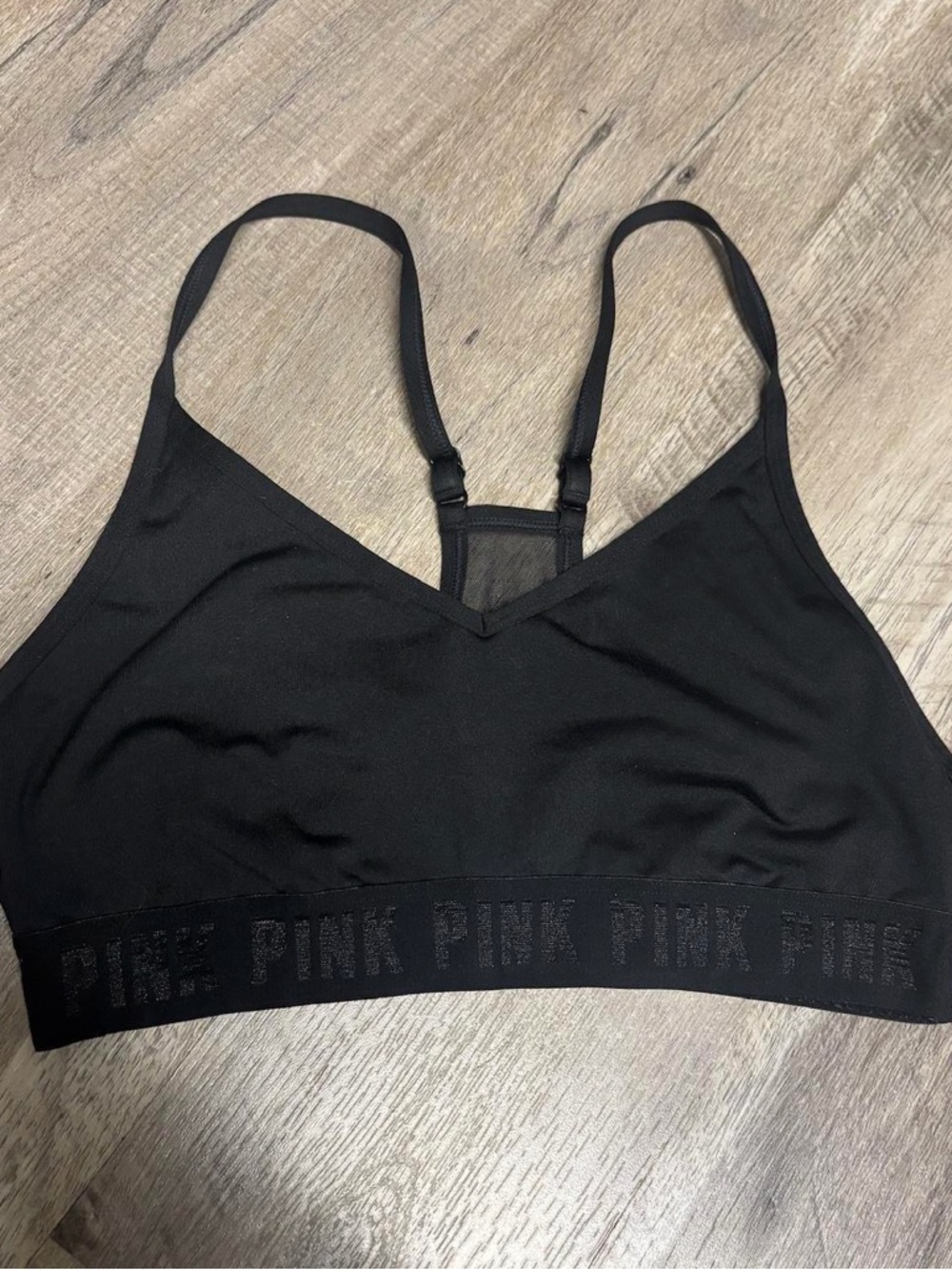 PINK Victoria's Secret Black Seamless Racerback Bralette